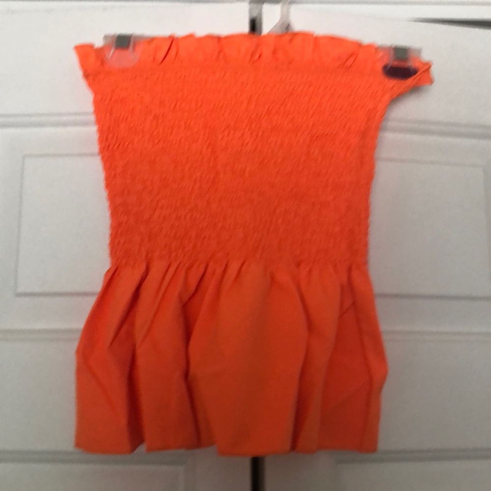 Strapless Orange Peplum Top